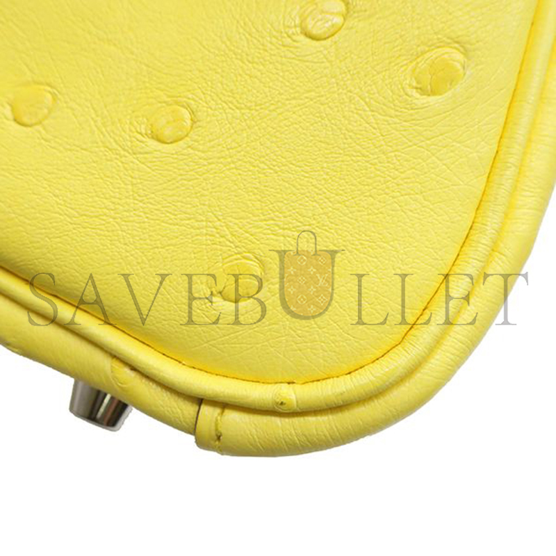 HERMES MASTER LINDY MINI 19 BAG OSTRICH PALLADIUM HARDWARE (19*12*9.5cm)